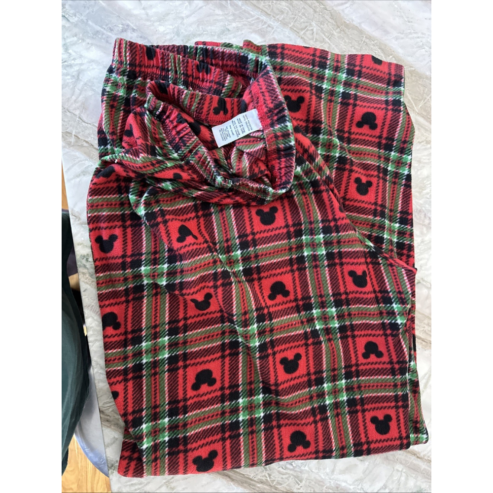 Mickey Mouse plaid XXL Fleece Pajama Lounge Pants Red Fleece Plaid Unisex